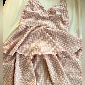 Cute short pink and white checker pattern dress